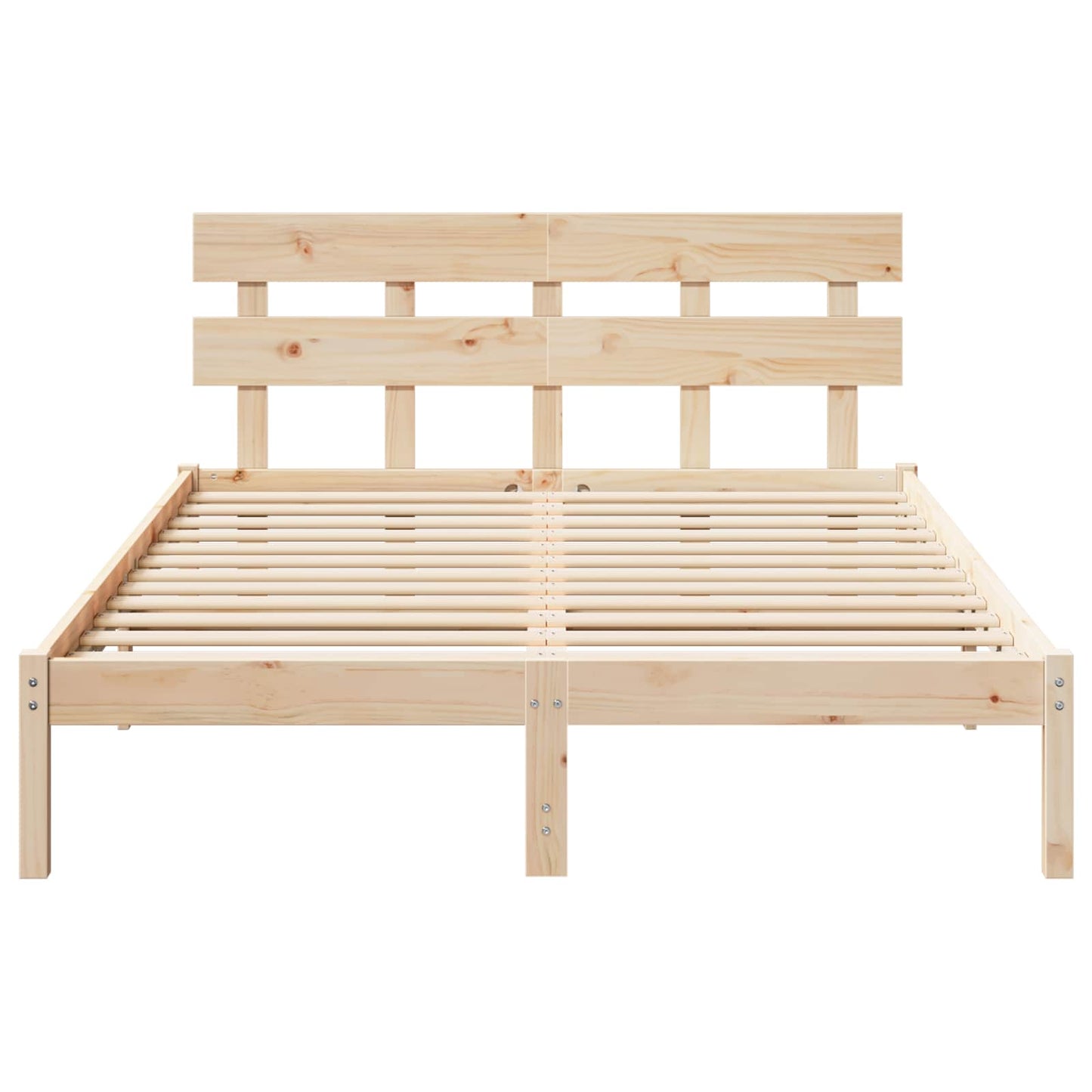 Bedframe met hoofdeinde Bruin 150 x 200 cm Massief grenenhout is nu te koop bij PeponiXL, paradijselijk wonen!