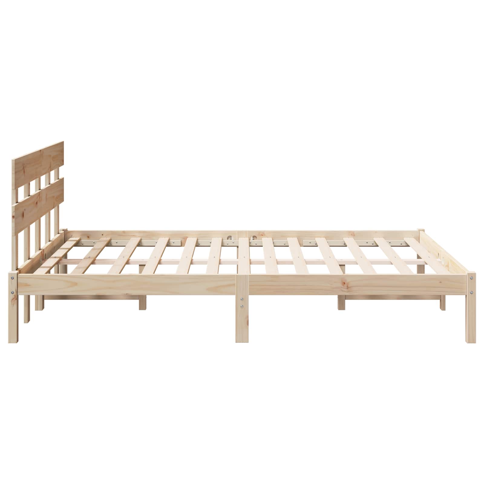 Bedframe met hoofdeinde Bruin 150 x 200 cm Massief grenenhout is nu te koop bij PeponiXL, paradijselijk wonen!