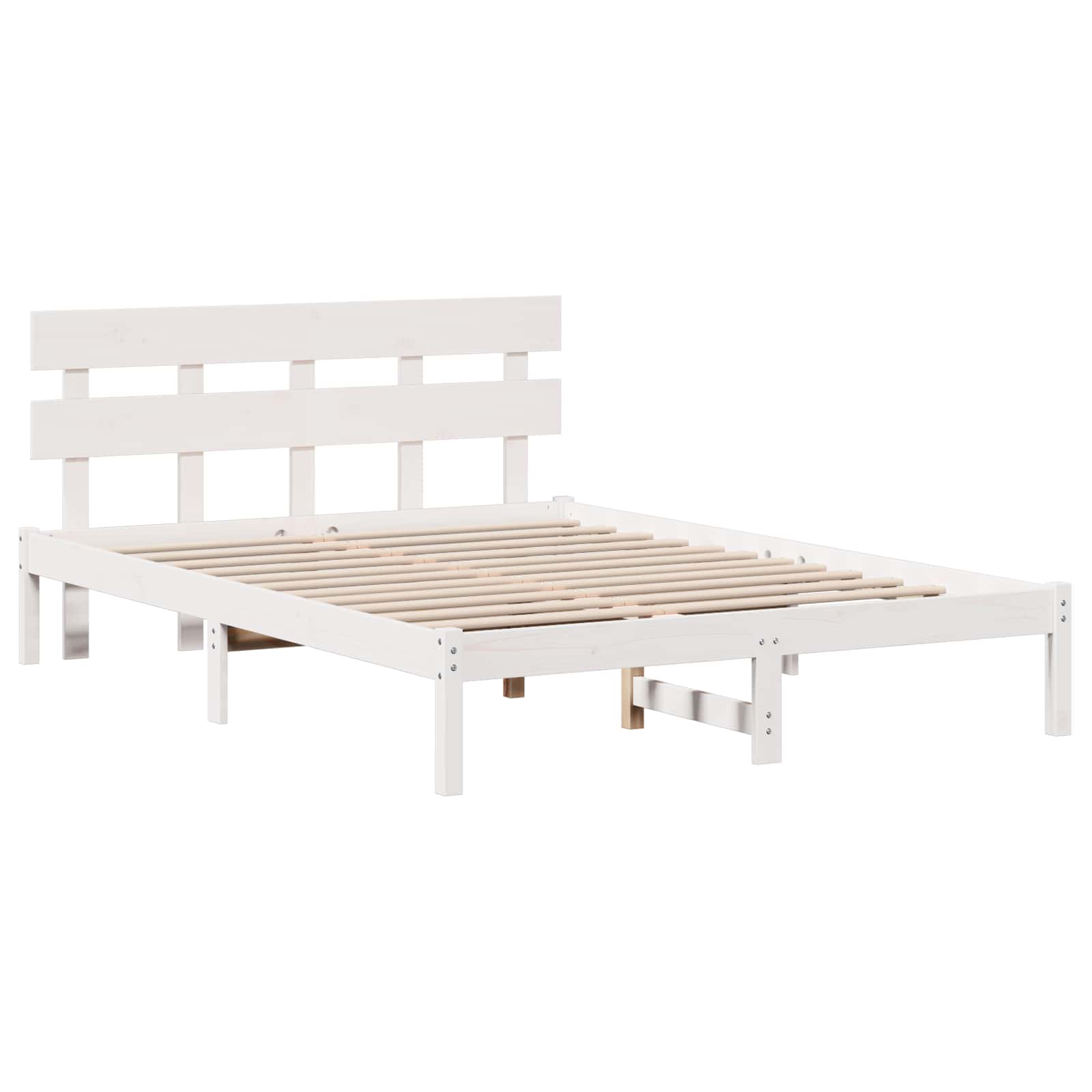 Bedframe met hoofdeinde Wit 150 x 200 cm Massief grenenhout is nu te koop bij PeponiXL, paradijselijk wonen!