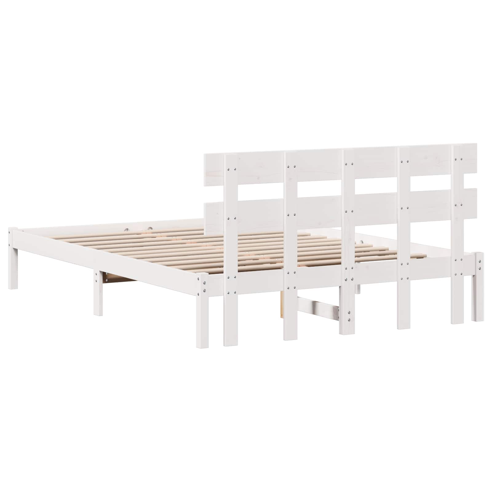 Bedframe met hoofdeinde Wit 150 x 200 cm Massief grenenhout is nu te koop bij PeponiXL, paradijselijk wonen!