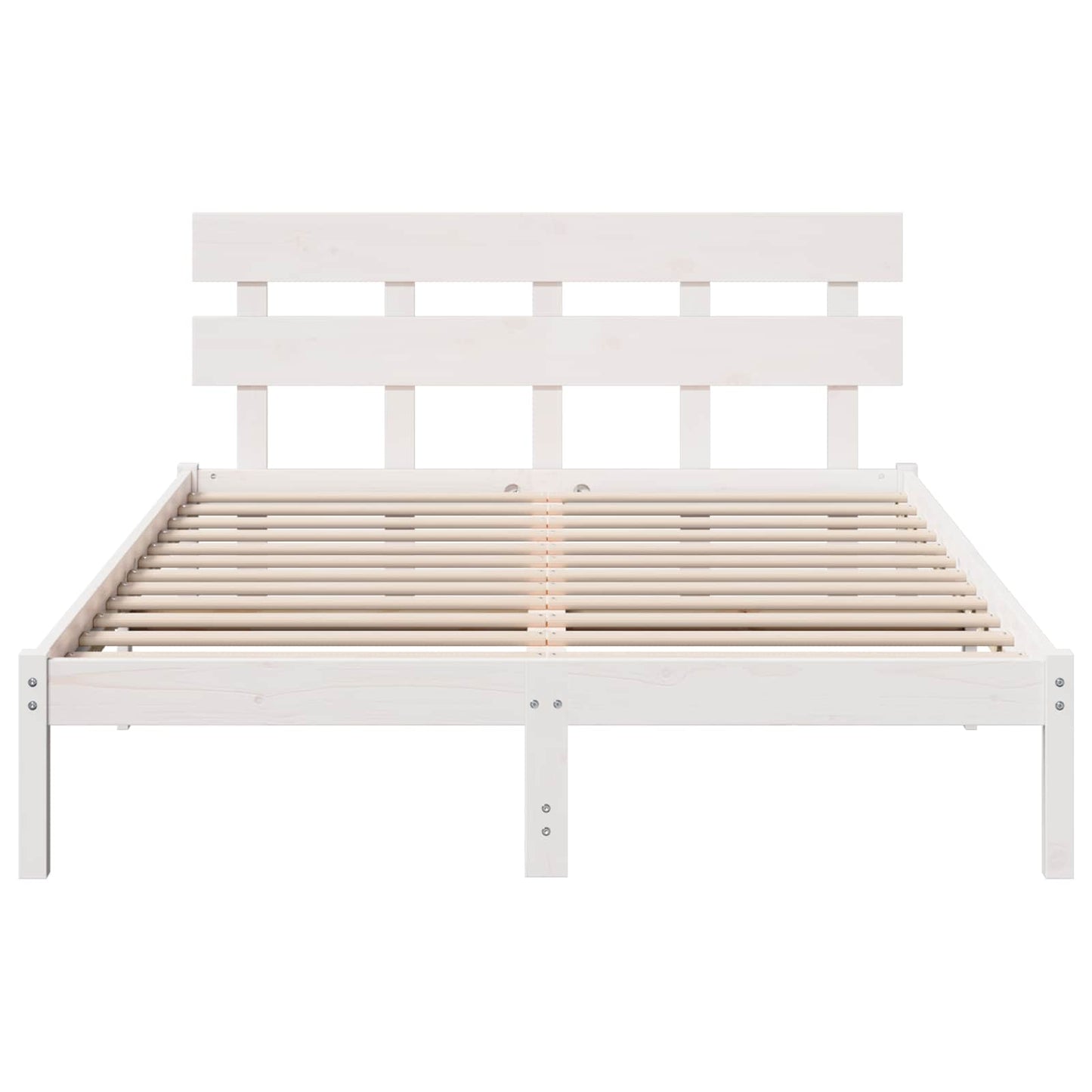 Bedframe met hoofdeinde Wit 150 x 200 cm Massief grenenhout is nu te koop bij PeponiXL, paradijselijk wonen!