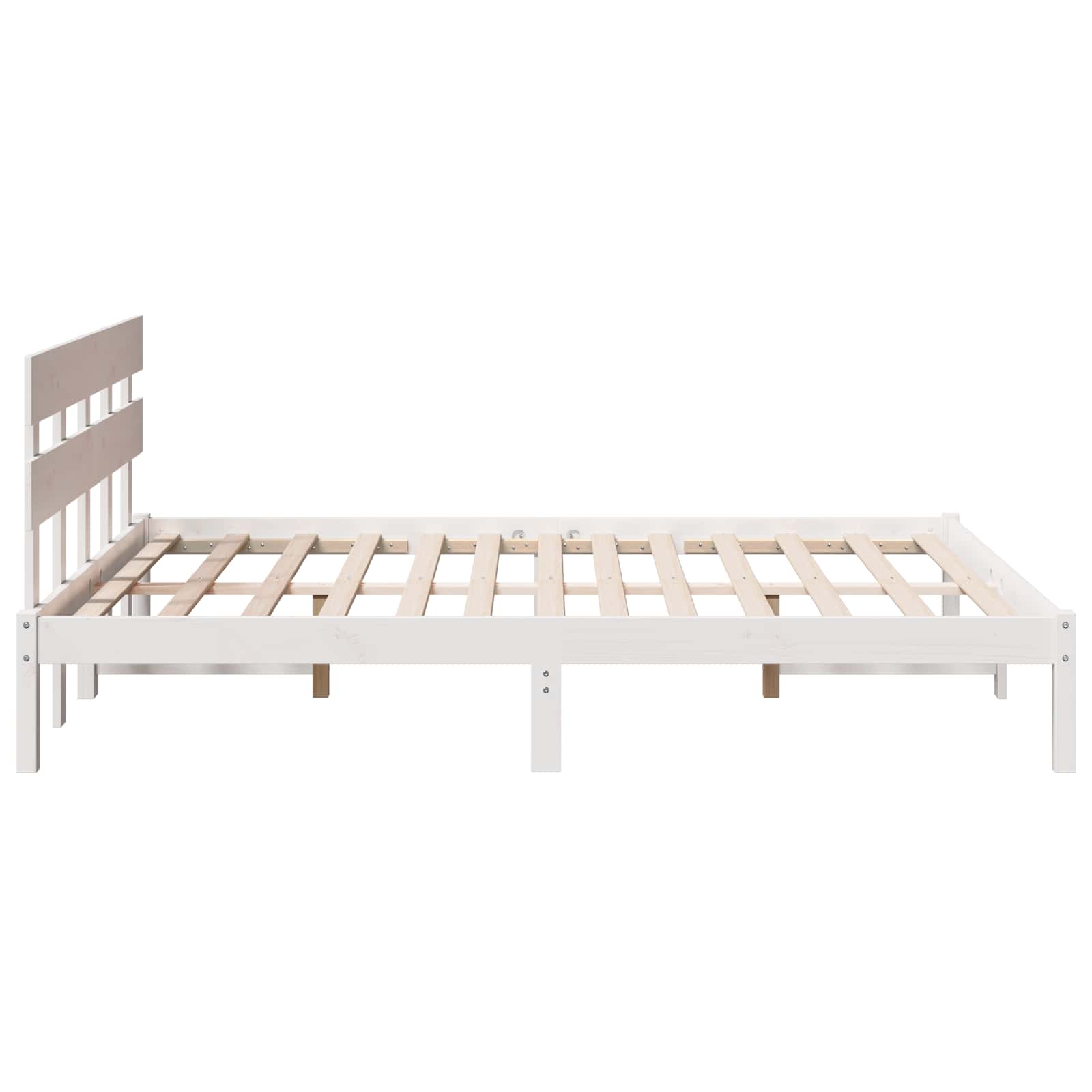 Bedframe met hoofdeinde Wit 150 x 200 cm Massief grenenhout is nu te koop bij PeponiXL, paradijselijk wonen!