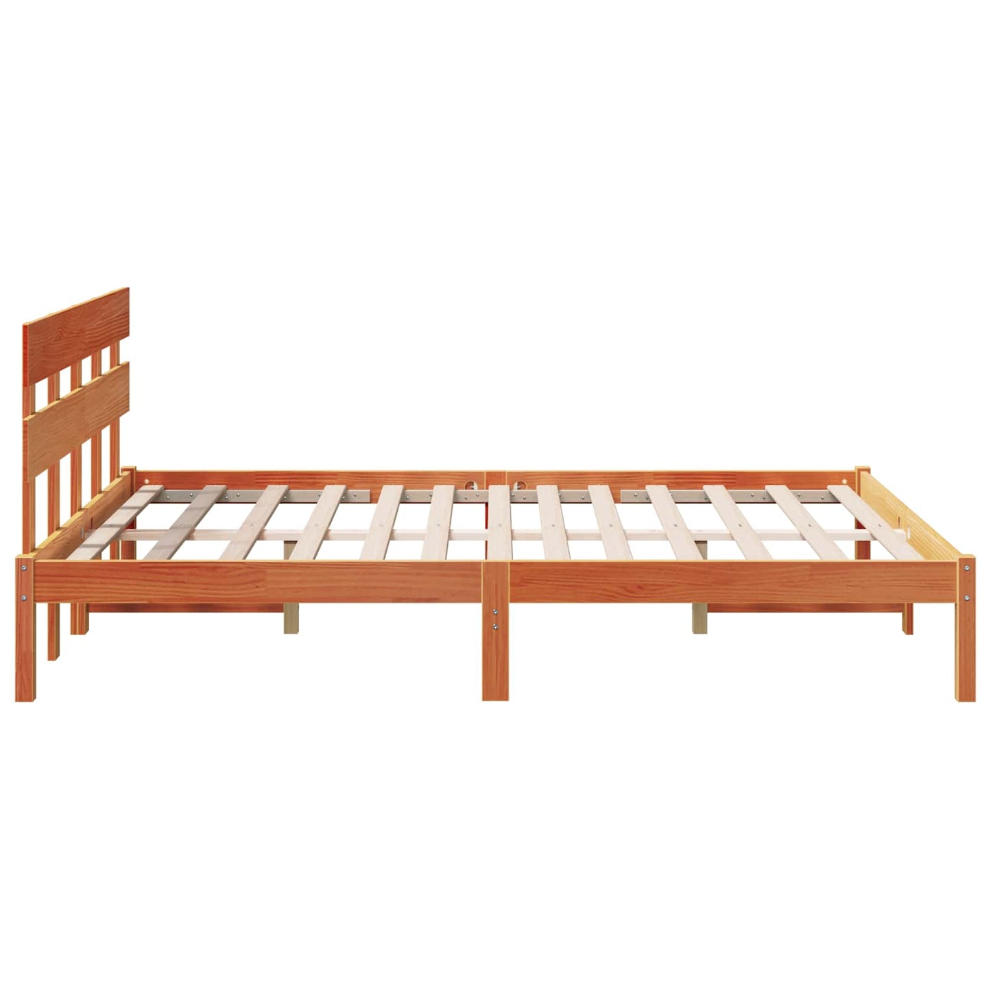 Bedframe met hoofdeinde Bruin 150 x 200 cm Massief grenenhout is nu te koop bij PeponiXL, paradijselijk wonen!
