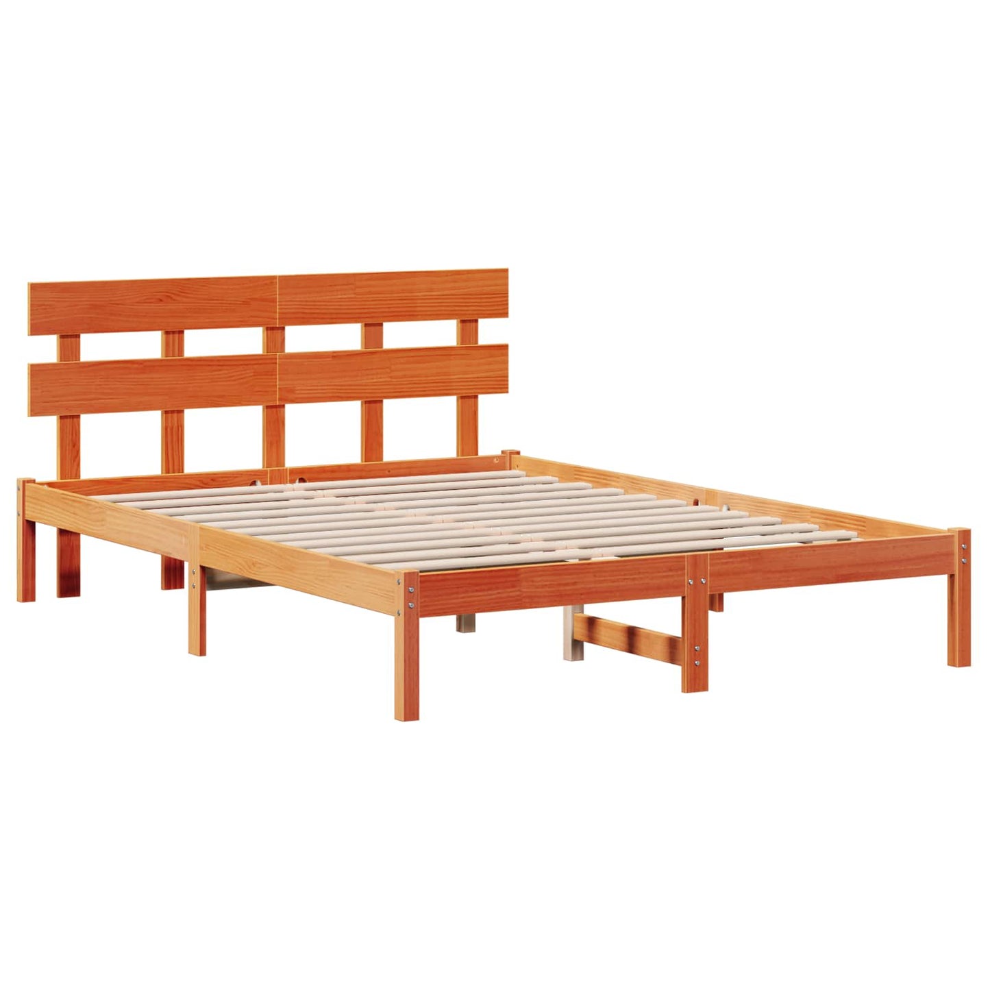 Bedframe met hoofdeinde Bruin 140 x 200 cm Massief grenenhout is nu te koop bij PeponiXL, paradijselijk wonen!