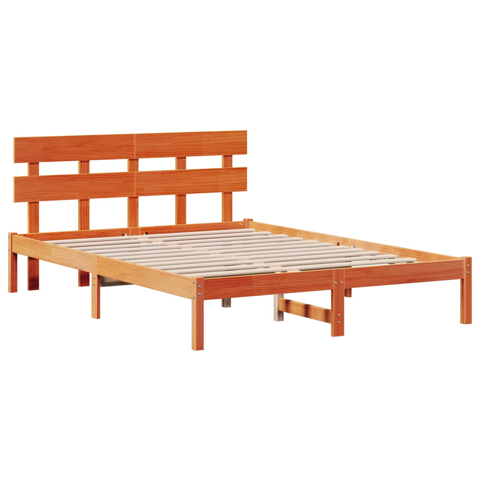 Bedframe met hoofdeinde Bruin 140 x 200 cm Massief grenenhout is nu te koop bij PeponiXL, paradijselijk wonen!