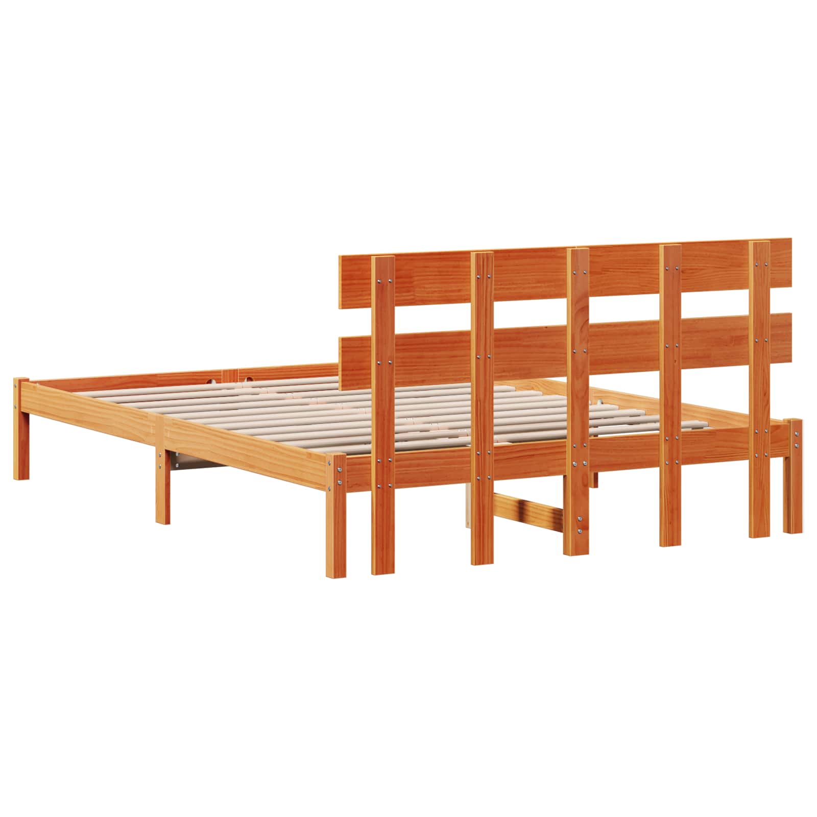 Bedframe met hoofdeinde Bruin 140 x 200 cm Massief grenenhout is nu te koop bij PeponiXL, paradijselijk wonen!