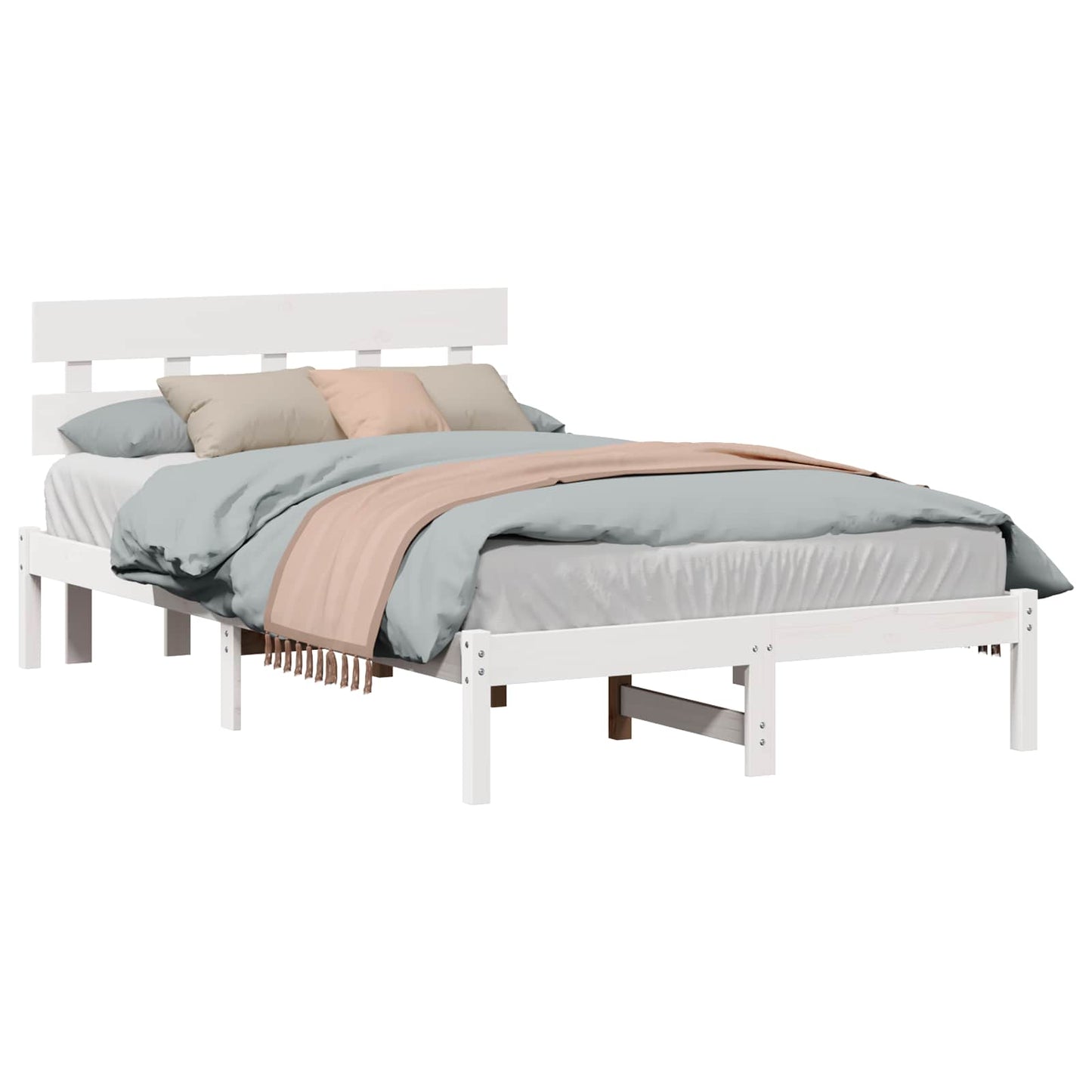 Bedframe met hoofdeinde Wit 120 x 200 cm Massief grenenhout is nu te koop bij PeponiXL, paradijselijk wonen!