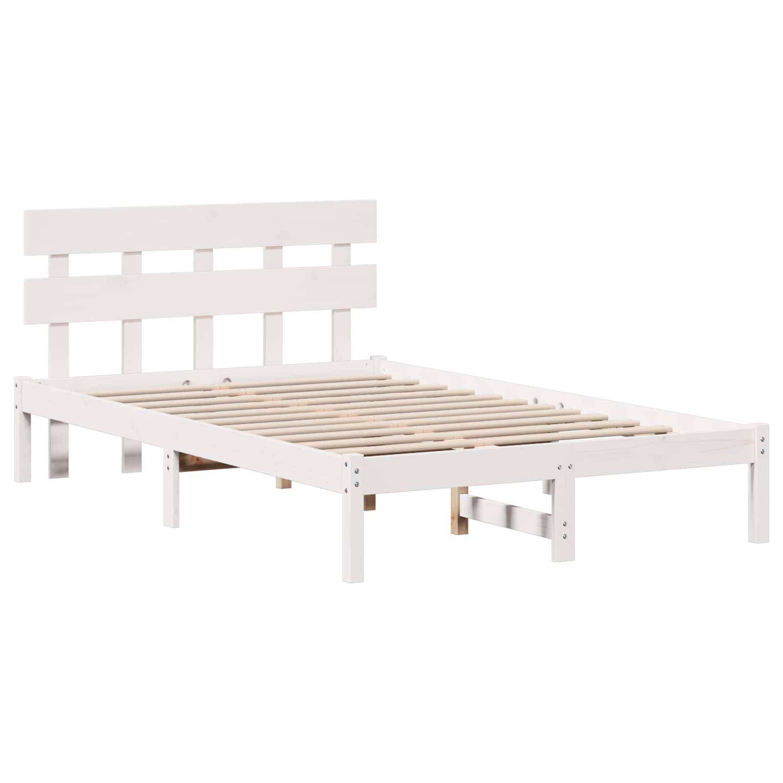 Bedframe met hoofdeinde Wit 120 x 200 cm Massief grenenhout is nu te koop bij PeponiXL, paradijselijk wonen!