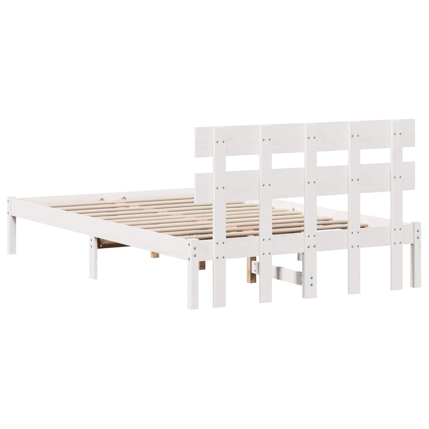 Bedframe met hoofdeinde Wit 120 x 200 cm Massief grenenhout is nu te koop bij PeponiXL, paradijselijk wonen!