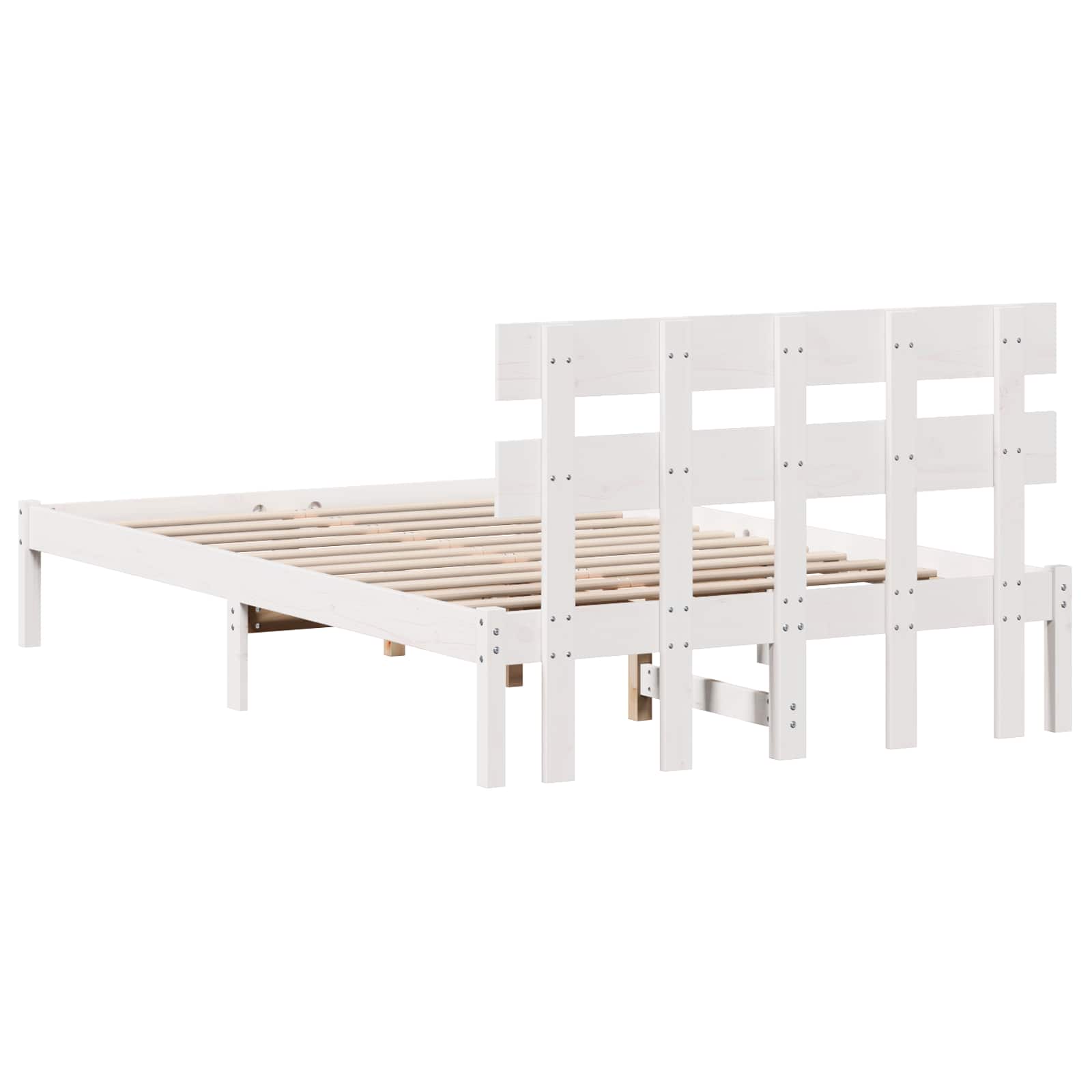 Bedframe met hoofdeinde Wit 120 x 200 cm Massief grenenhout is nu te koop bij PeponiXL, paradijselijk wonen!