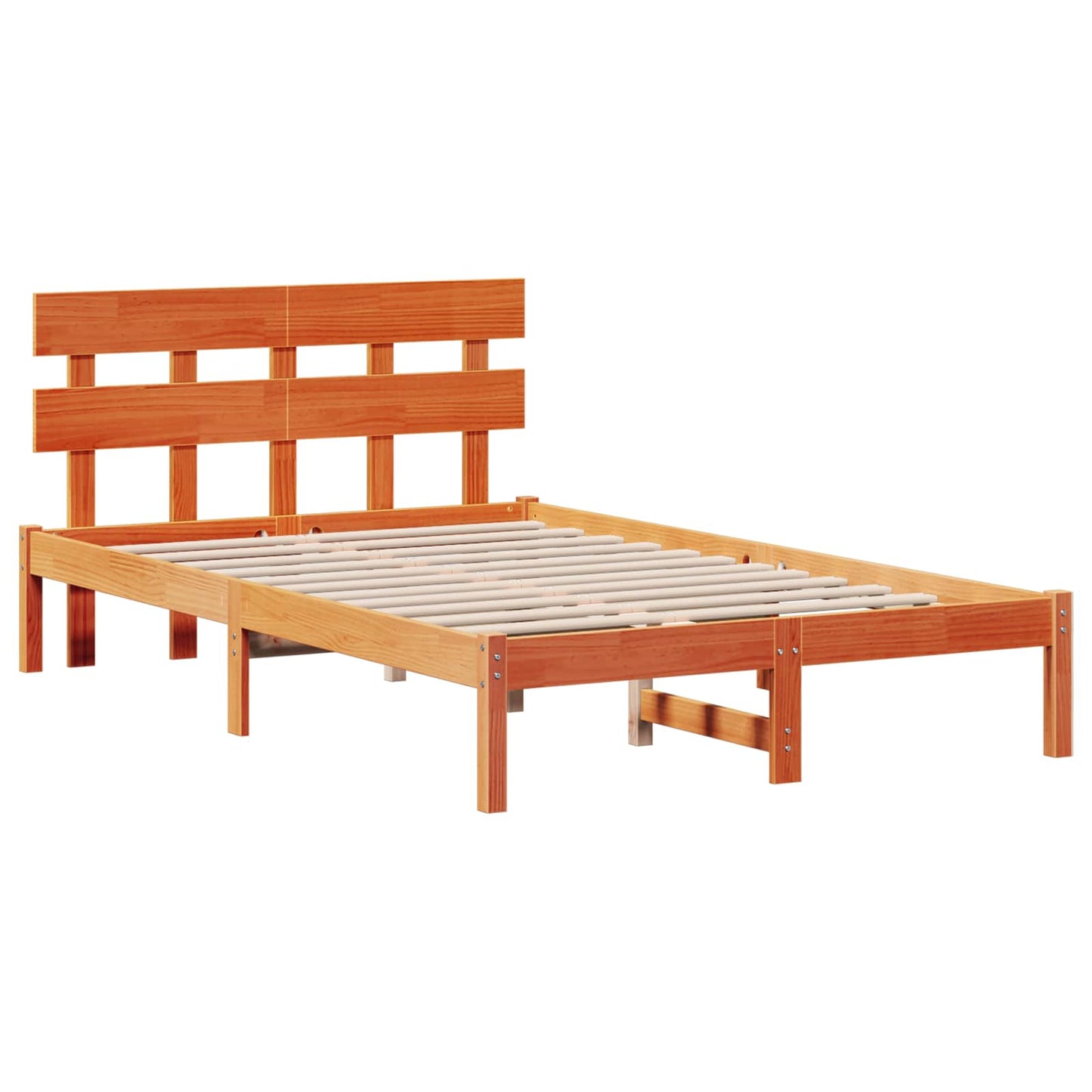 Bedframe met hoofdeinde Bruin 120 x 200 cm Massief grenenhout is nu te koop bij PeponiXL, paradijselijk wonen!