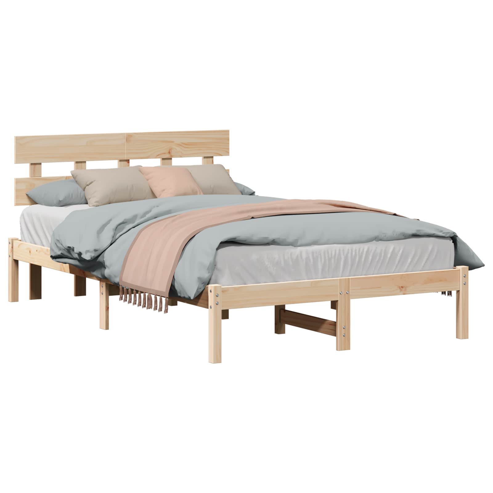 Bedframe met hoofdeinde Bruin 120 x 190 cm Massief grenenhout is nu te koop bij PeponiXL, paradijselijk wonen!