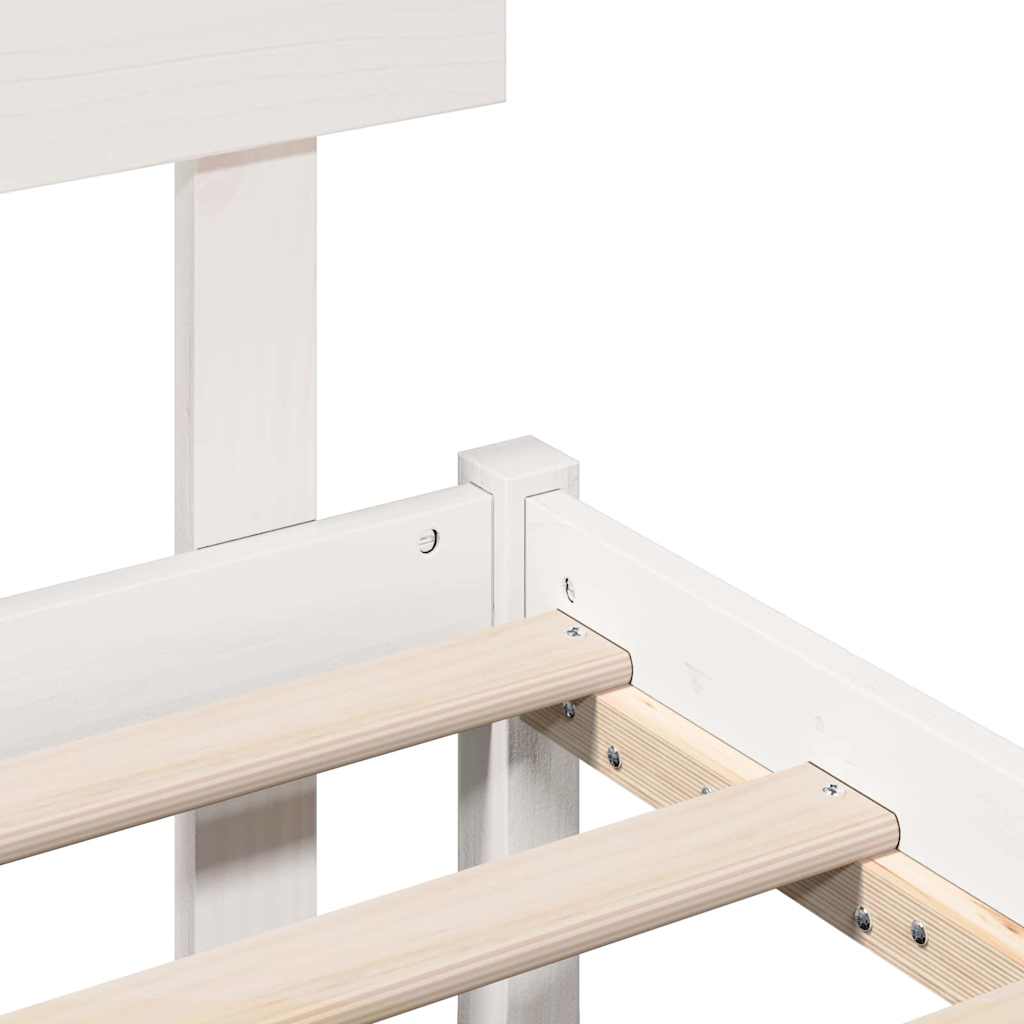 Bedframe met hoofdeinde Wit 120 x 190 cm Massief grenenhout is nu te koop bij PeponiXL, paradijselijk wonen!