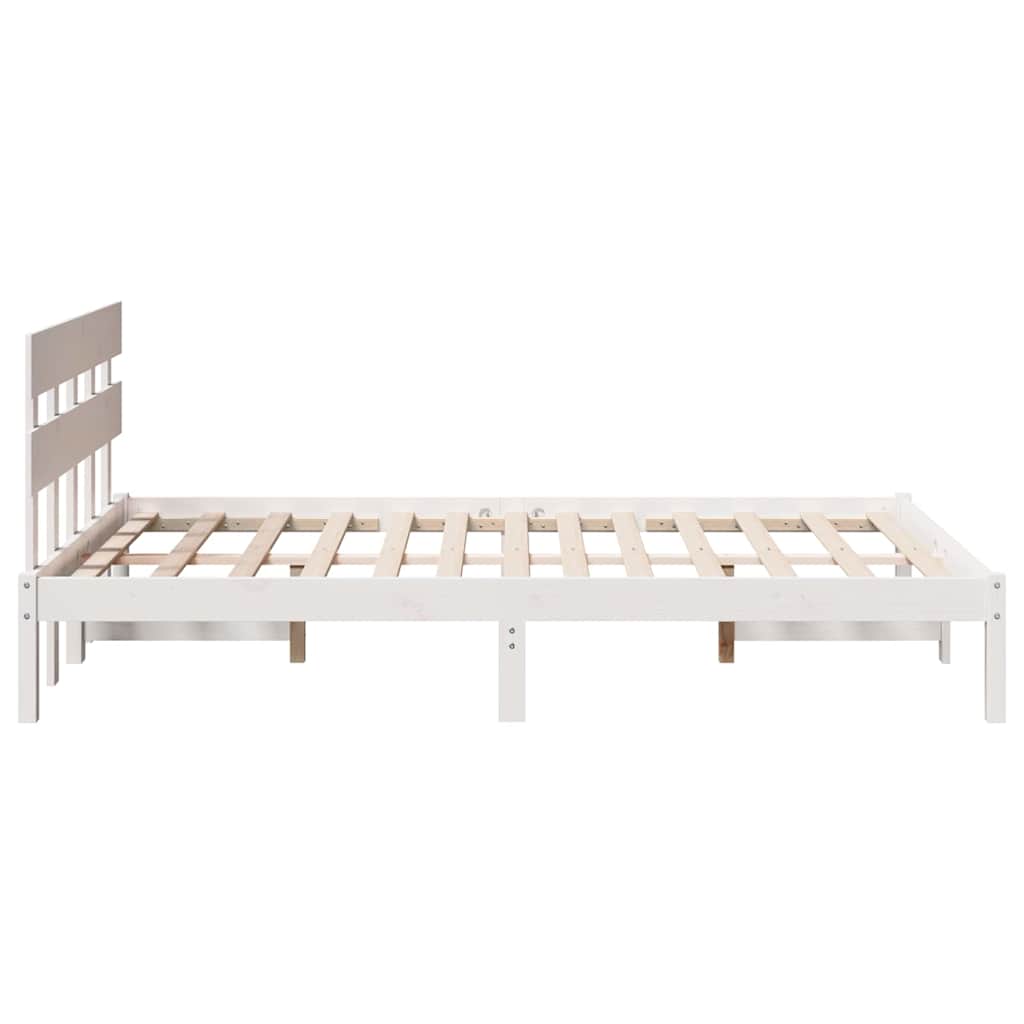Bedframe met hoofdeinde Wit 120 x 190 cm Massief grenenhout is nu te koop bij PeponiXL, paradijselijk wonen!