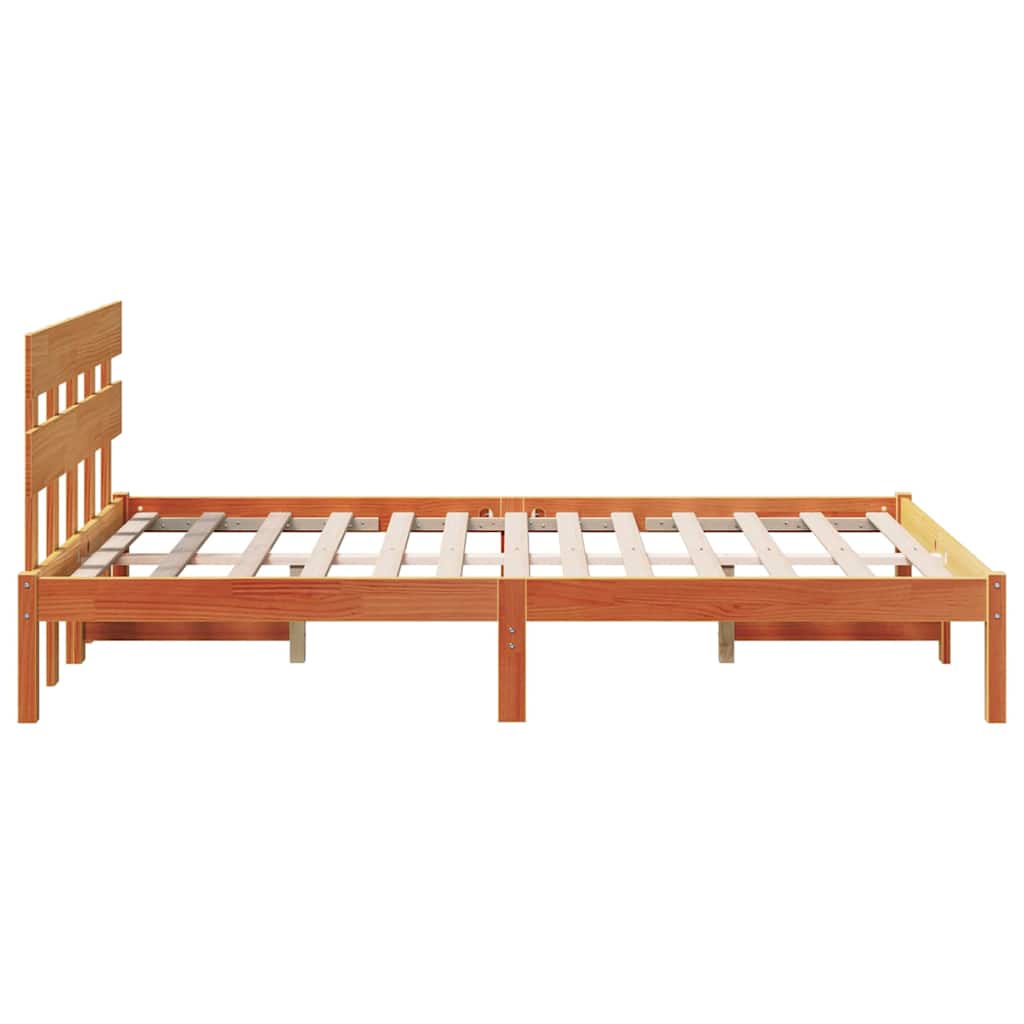 Bedframe met hoofdeinde Bruin 120 x 190 cm Massief grenenhout is nu te koop bij PeponiXL, paradijselijk wonen!