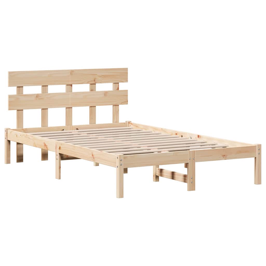 Bedframe met hoofdeinde Bruin 140 x 190 cm Massief grenenhout is nu te koop bij PeponiXL, paradijselijk wonen!