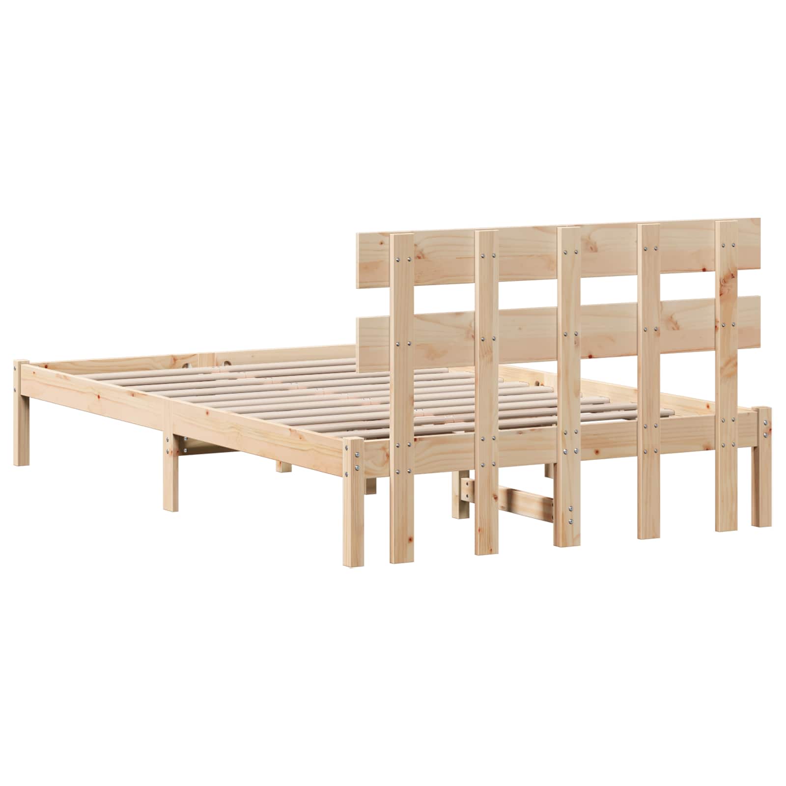 Bedframe met hoofdeinde Bruin 135 x 190 cm Massief grenenhout is nu te koop bij PeponiXL, paradijselijk wonen!