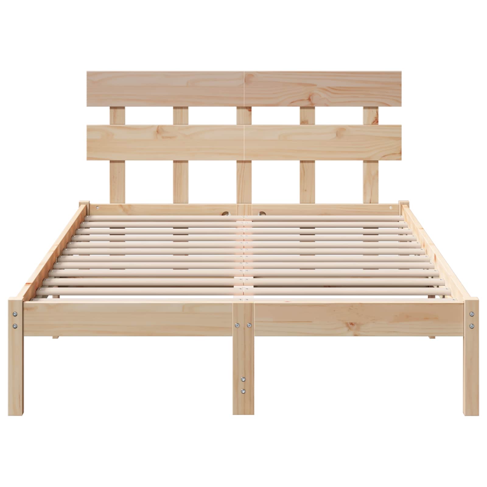 Bedframe met hoofdeinde Bruin 135 x 190 cm Massief grenenhout is nu te koop bij PeponiXL, paradijselijk wonen!