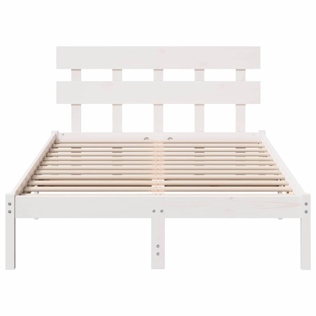 Bedframe met hoofdeinde Wit 135 x 190 cm Massief grenenhout is nu te koop bij PeponiXL, paradijselijk wonen!