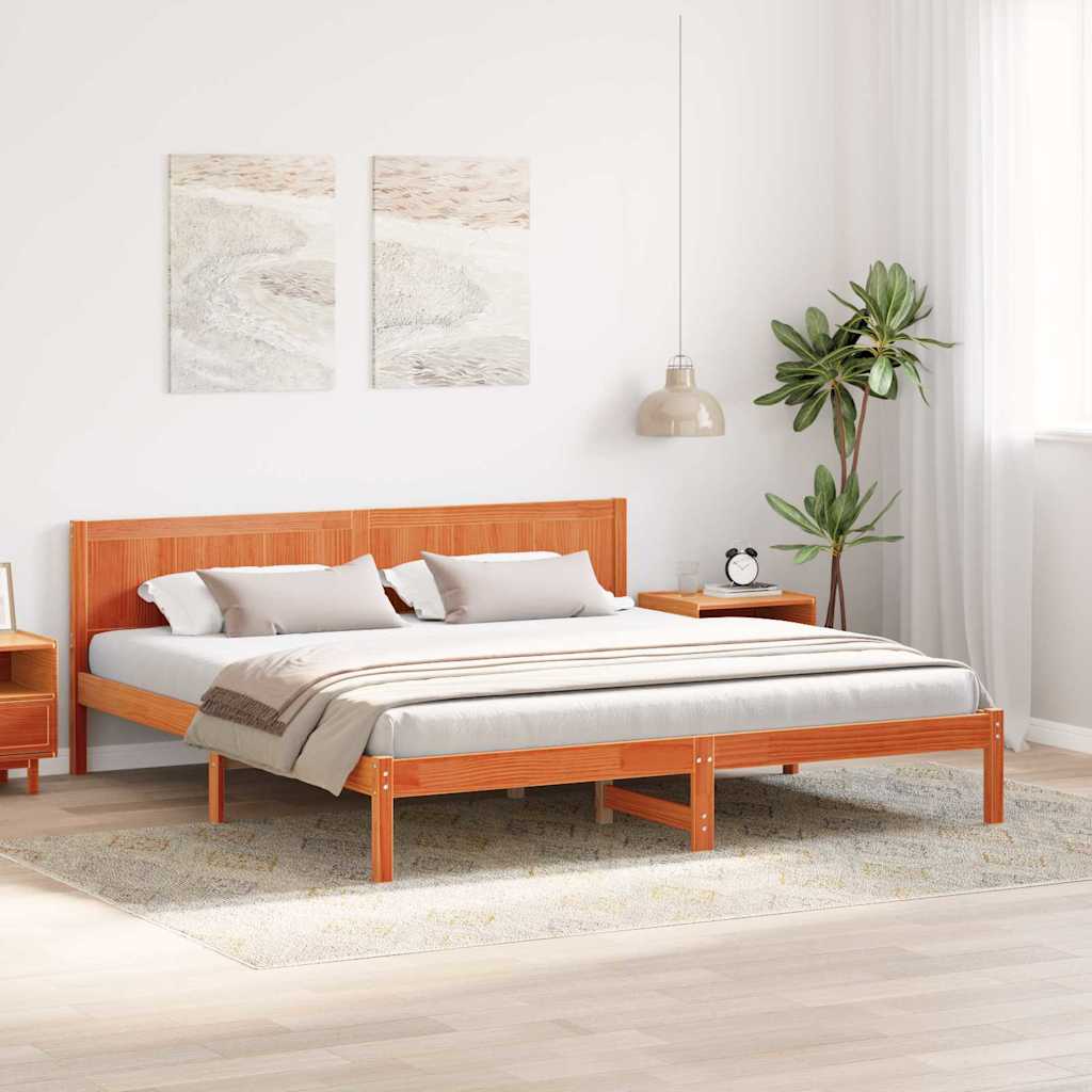 Bedframe Bruin 200 x 200 cm Massief grenenhout is nu te koop bij PeponiXL, paradijselijk wonen!