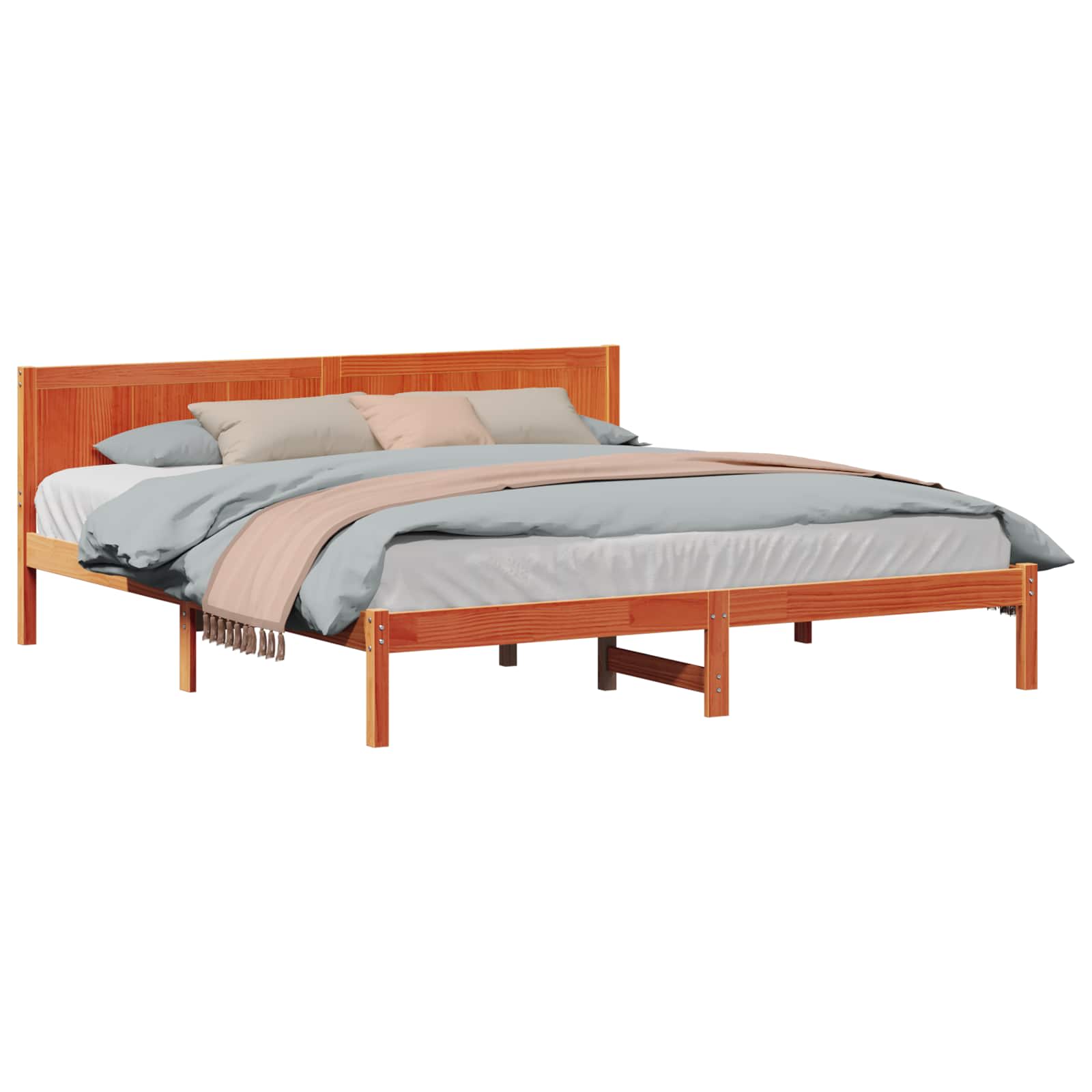 Bedframe Bruin 180 x 200 cm Massief grenenhout is nu te koop bij PeponiXL, paradijselijk wonen!