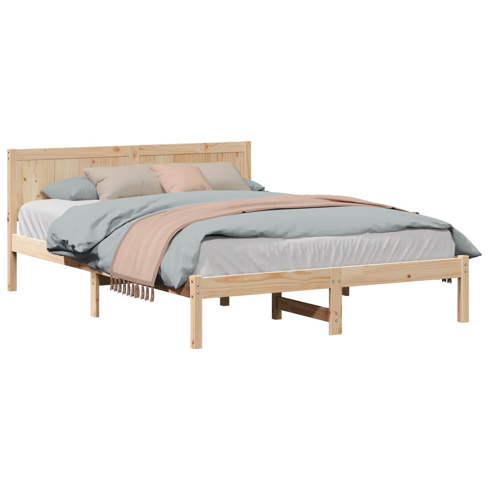 Bedframe Bruin 150 x 200 cm Massief grenenhout is nu te koop bij PeponiXL, paradijselijk wonen!
