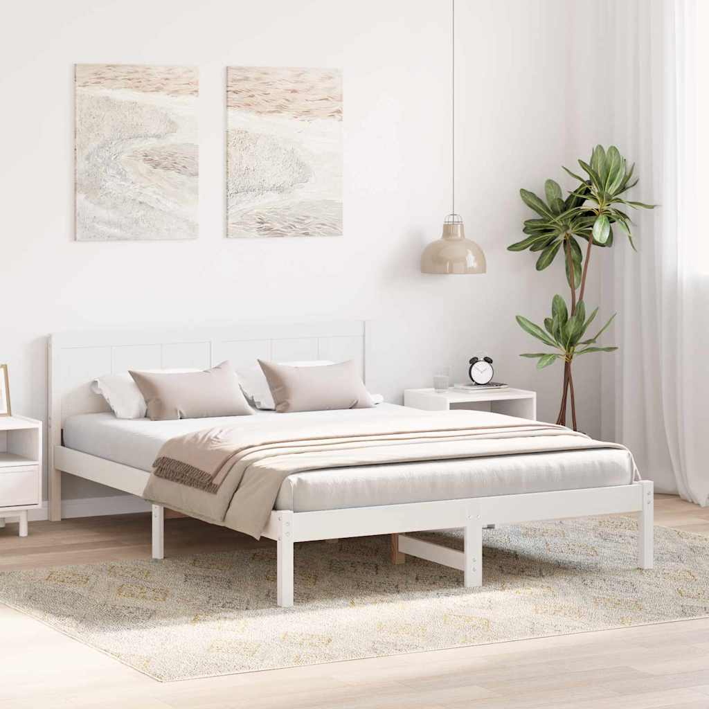Bedframe Wit 150 x 200 cm Massief grenenhout is nu te koop bij PeponiXL, paradijselijk wonen!