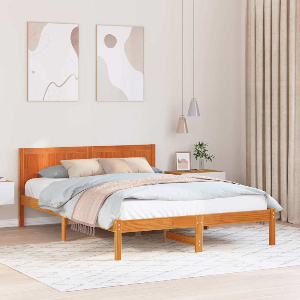 Bedframe Bruin 150 x 200 cm Massief grenenhout is nu te koop bij PeponiXL, paradijselijk wonen!