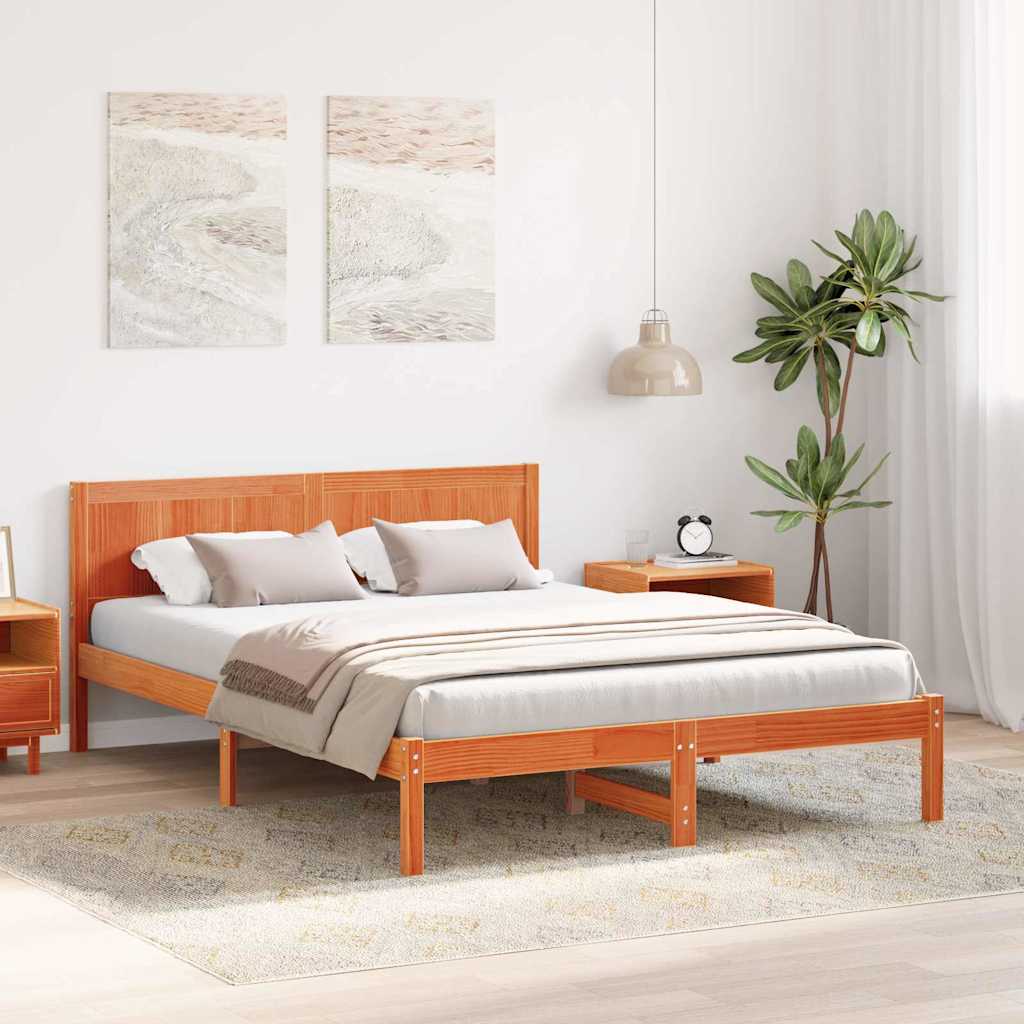 Bedframe Bruin 150 x 200 cm Massief grenenhout is nu te koop bij PeponiXL, paradijselijk wonen!