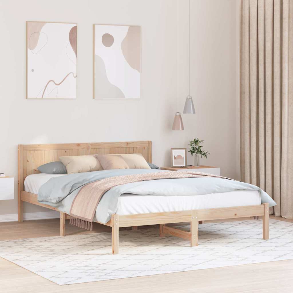 Bedframe Bruin 140 x 200 cm Massief grenenhout is nu te koop bij PeponiXL, paradijselijk wonen!
