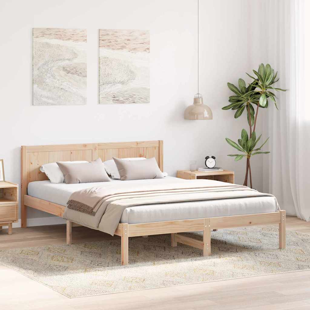 Bedframe Bruin 140 x 200 cm Massief grenenhout is nu te koop bij PeponiXL, paradijselijk wonen!