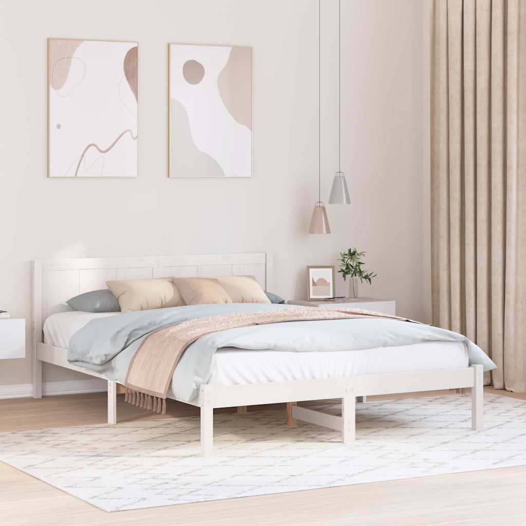 Bedframe Wit 140 x 200 cm Massief grenenhout is nu te koop bij PeponiXL, paradijselijk wonen!