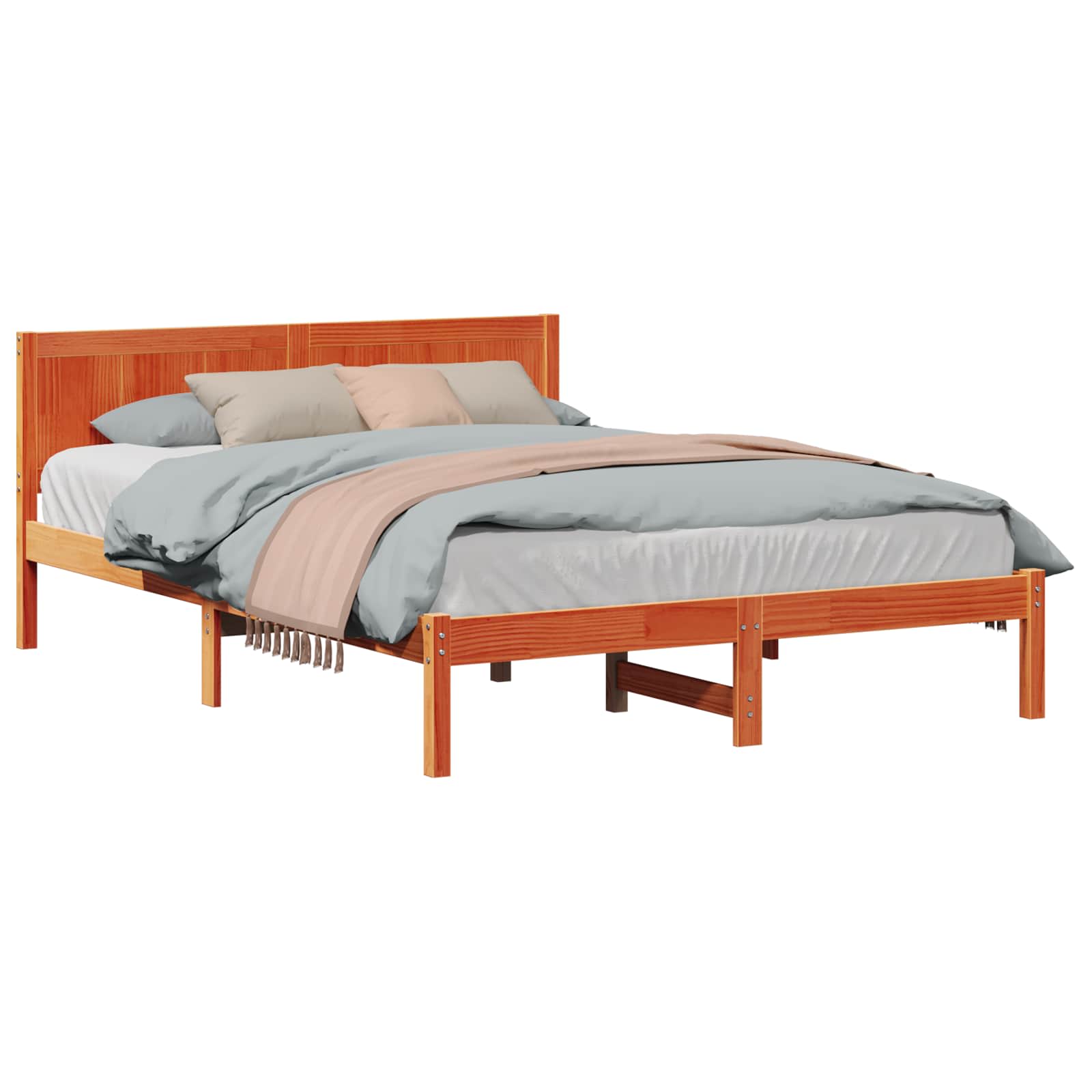 Bedframe Bruin 140 x 200 cm Massief grenenhout is nu te koop bij PeponiXL, paradijselijk wonen!