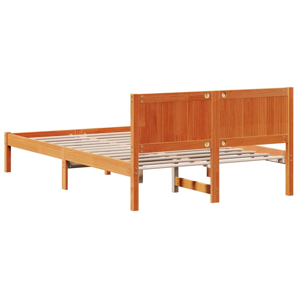 Bedframe Bruin 140 x 190 cm Massief grenenhout is nu te koop bij PeponiXL, paradijselijk wonen!
