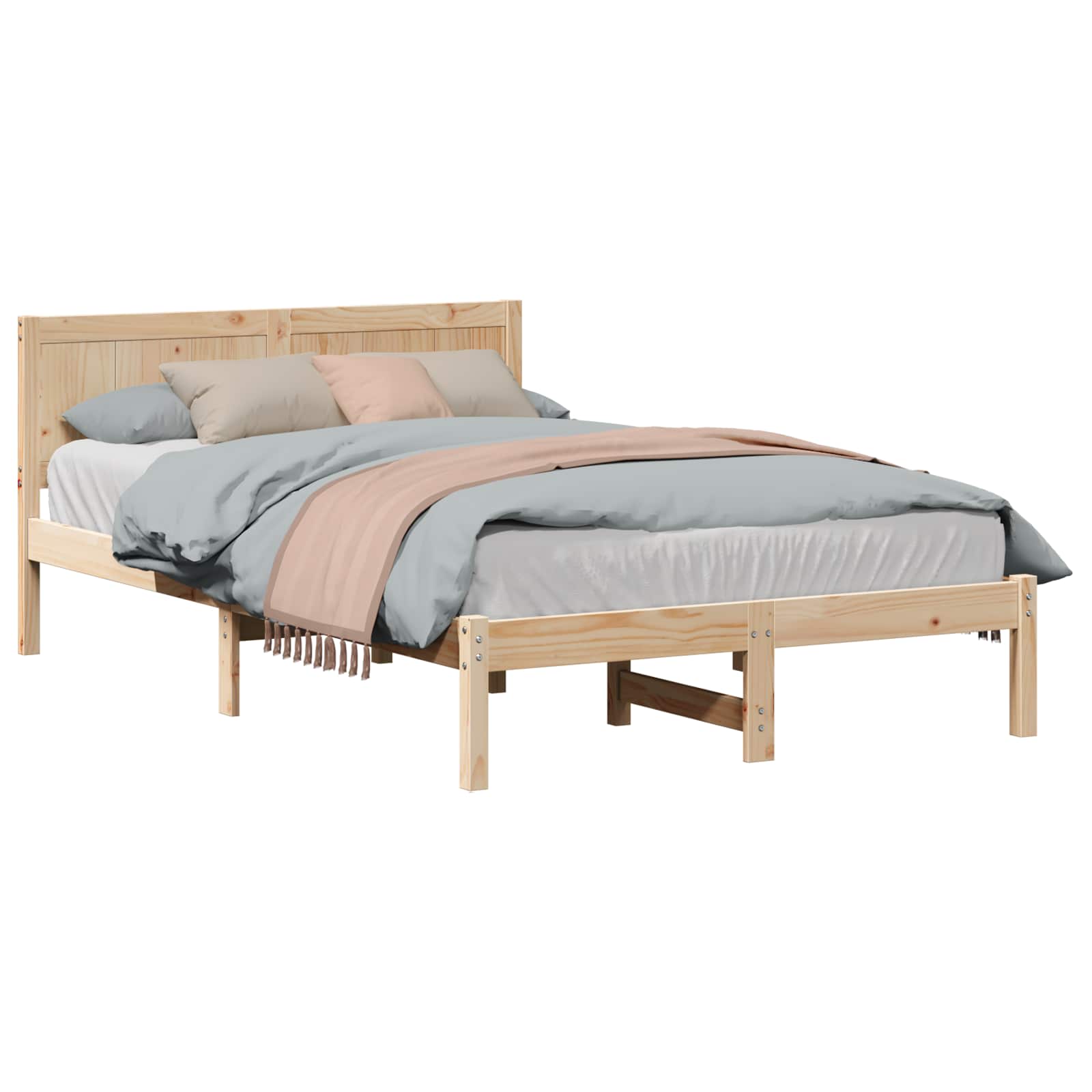 Bedframe Bruin 135 x 190 cm Massief grenenhout is nu te koop bij PeponiXL, paradijselijk wonen!