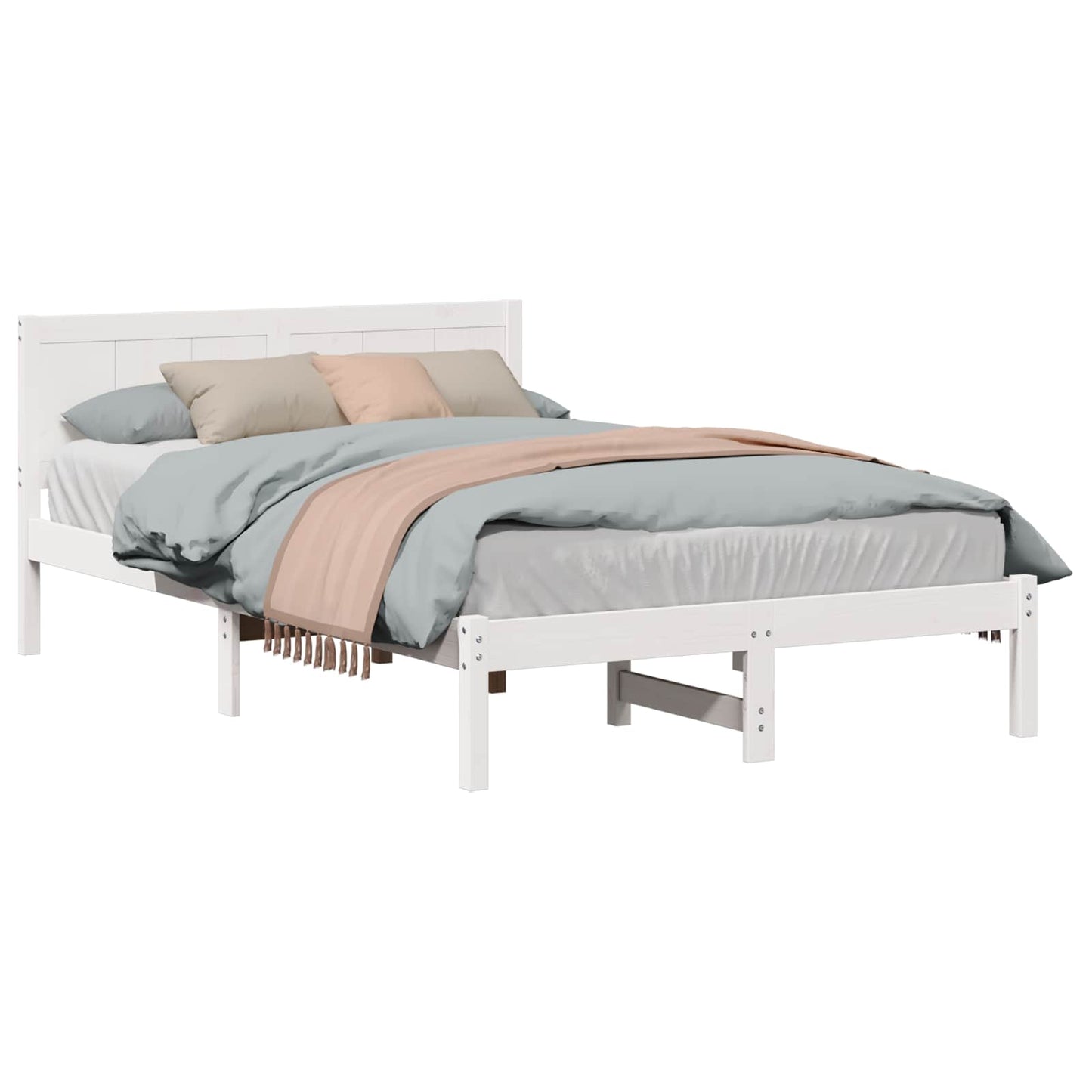 Bedframe Wit 135 x 190 cm Massief grenenhout is nu te koop bij PeponiXL, paradijselijk wonen!