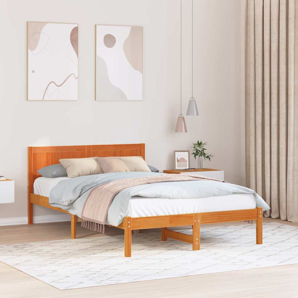 Bedframe Bruin 135 x 190 cm Massief grenenhout is nu te koop bij PeponiXL, paradijselijk wonen!