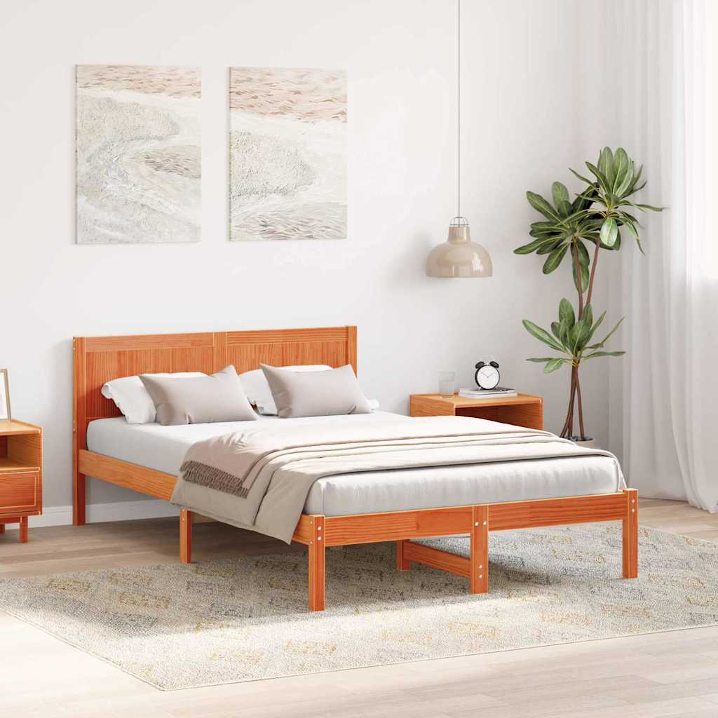 Bedframe Bruin 135 x 190 cm Massief grenenhout is nu te koop bij PeponiXL, paradijselijk wonen!
