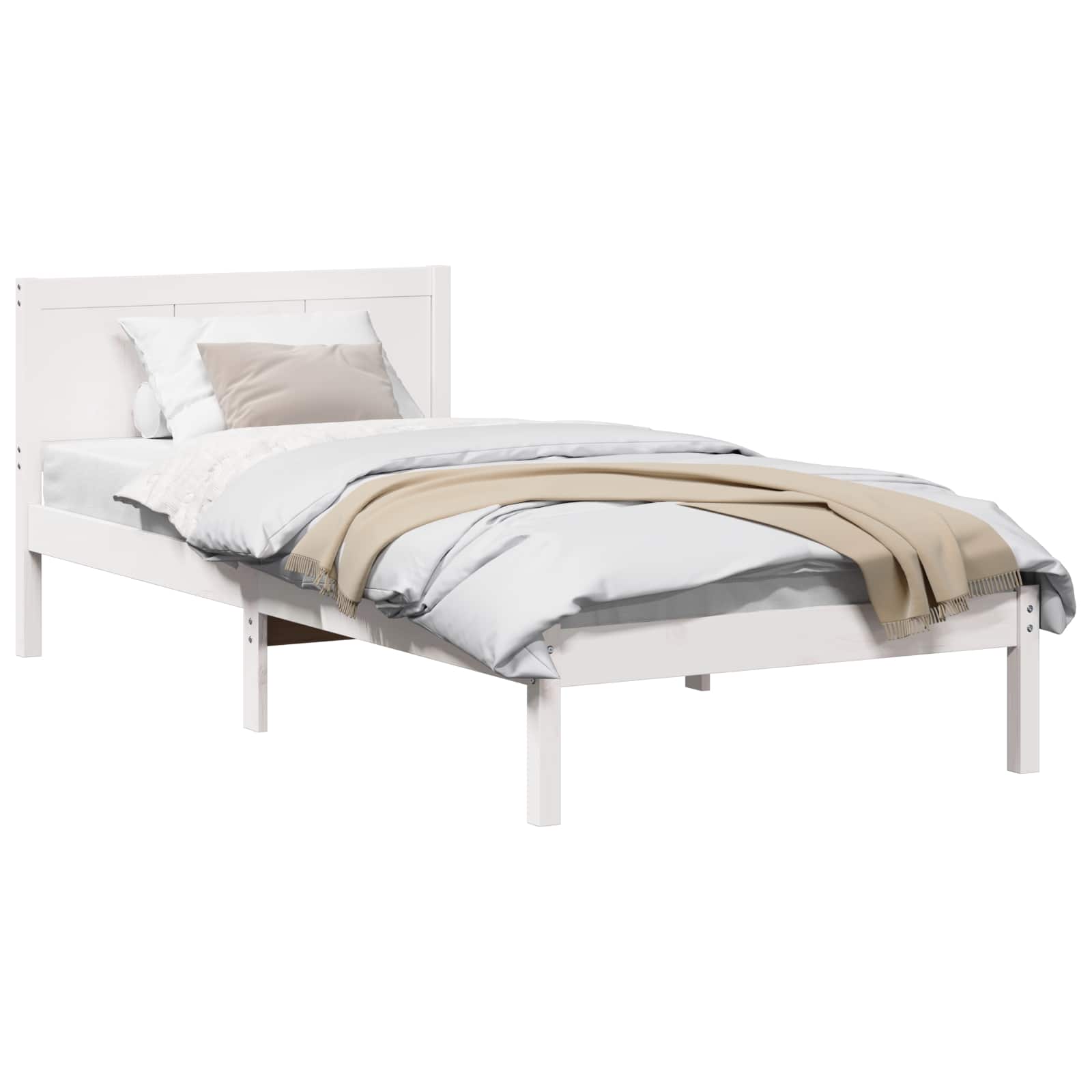 Bedframe Wit 90 x 190 cm Massief grenenhout is nu te koop bij PeponiXL, paradijselijk wonen!
