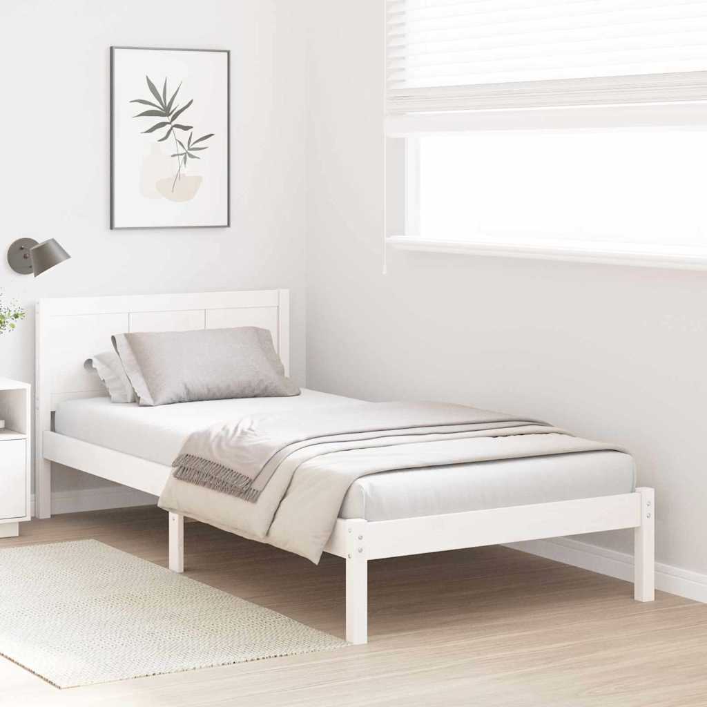 Bedframe Wit 75 x 190 cm Massief grenenhout is nu te koop bij PeponiXL, paradijselijk wonen!