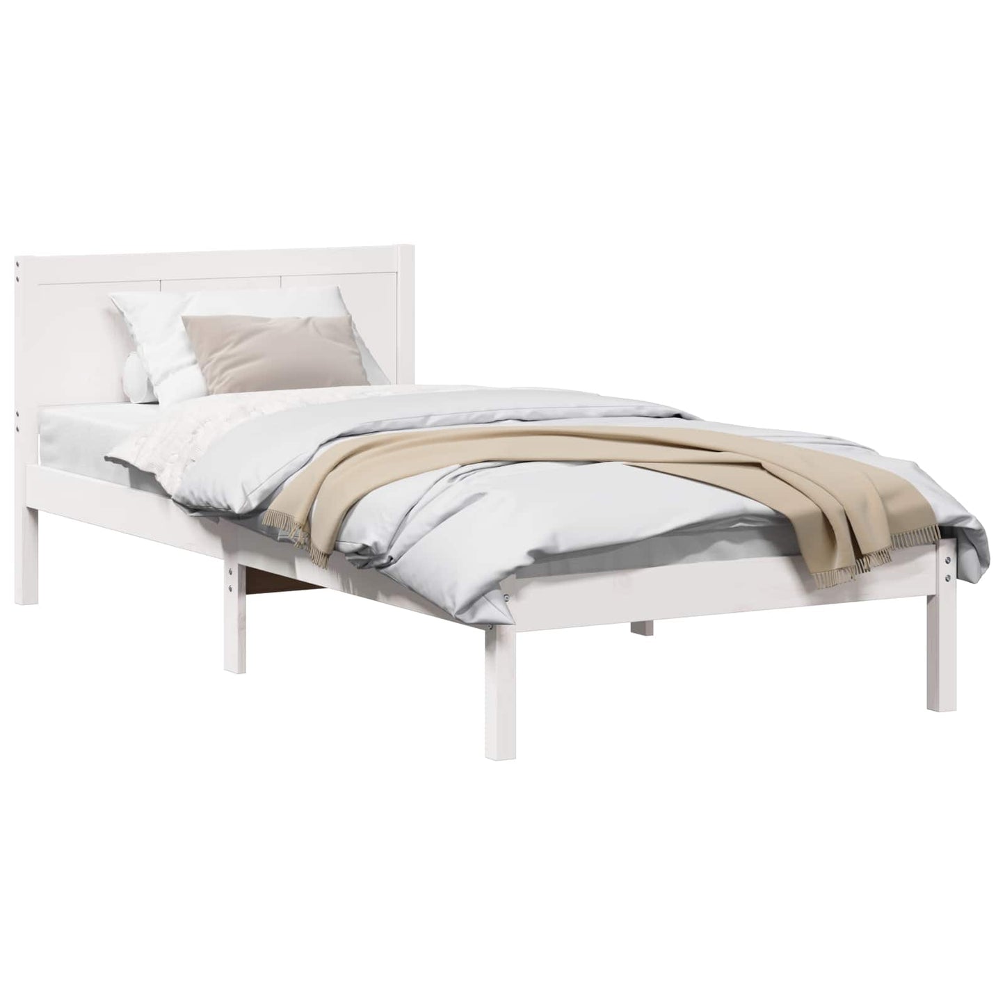 Bedframe Wit 75 x 190 cm Massief grenenhout is nu te koop bij PeponiXL, paradijselijk wonen!