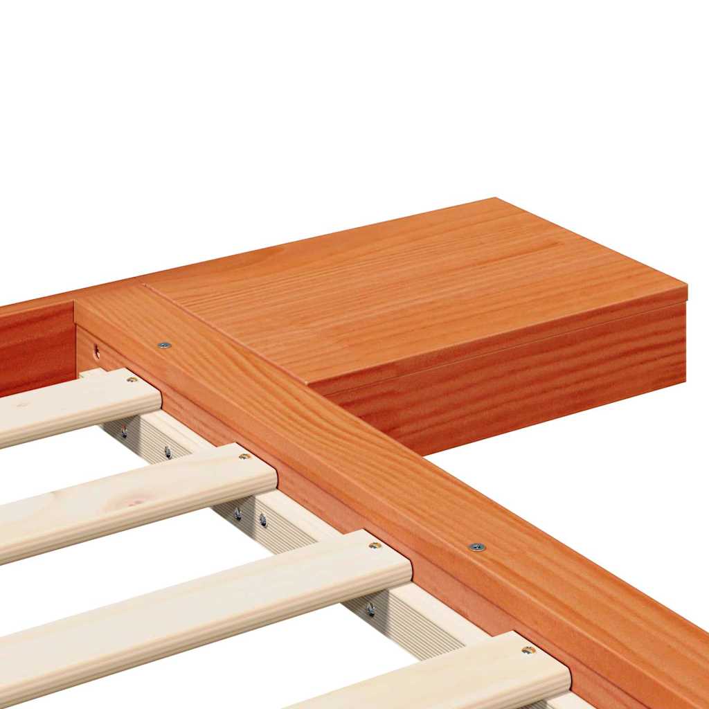 Bedframe met hoofdeinde met opslag Bruin 140 x 200 cm Hout is nu te koop bij PeponiXL, paradijselijk wonen!