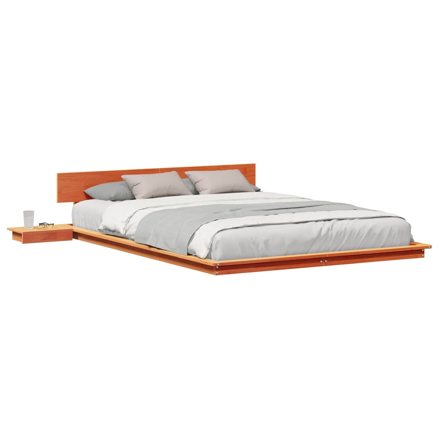 Bedframe met hoofdeinde met opslag Bruin 140 x 200 cm Hout is nu te koop bij PeponiXL, paradijselijk wonen!