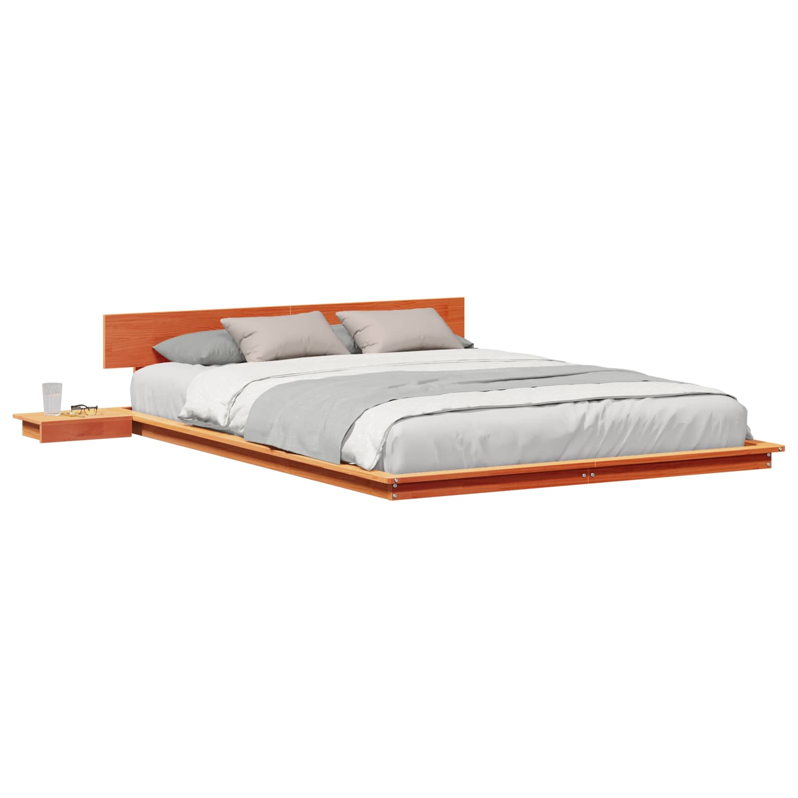 Bedframe met hoofdeinde met opslag Bruin 140 x 200 cm Hout is nu te koop bij PeponiXL, paradijselijk wonen!