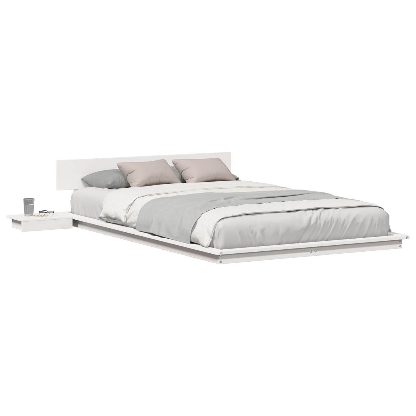Bedframe met hoofdeinde met opslag Bruin 135 x 190 cm Hout is nu te koop bij PeponiXL, paradijselijk wonen!