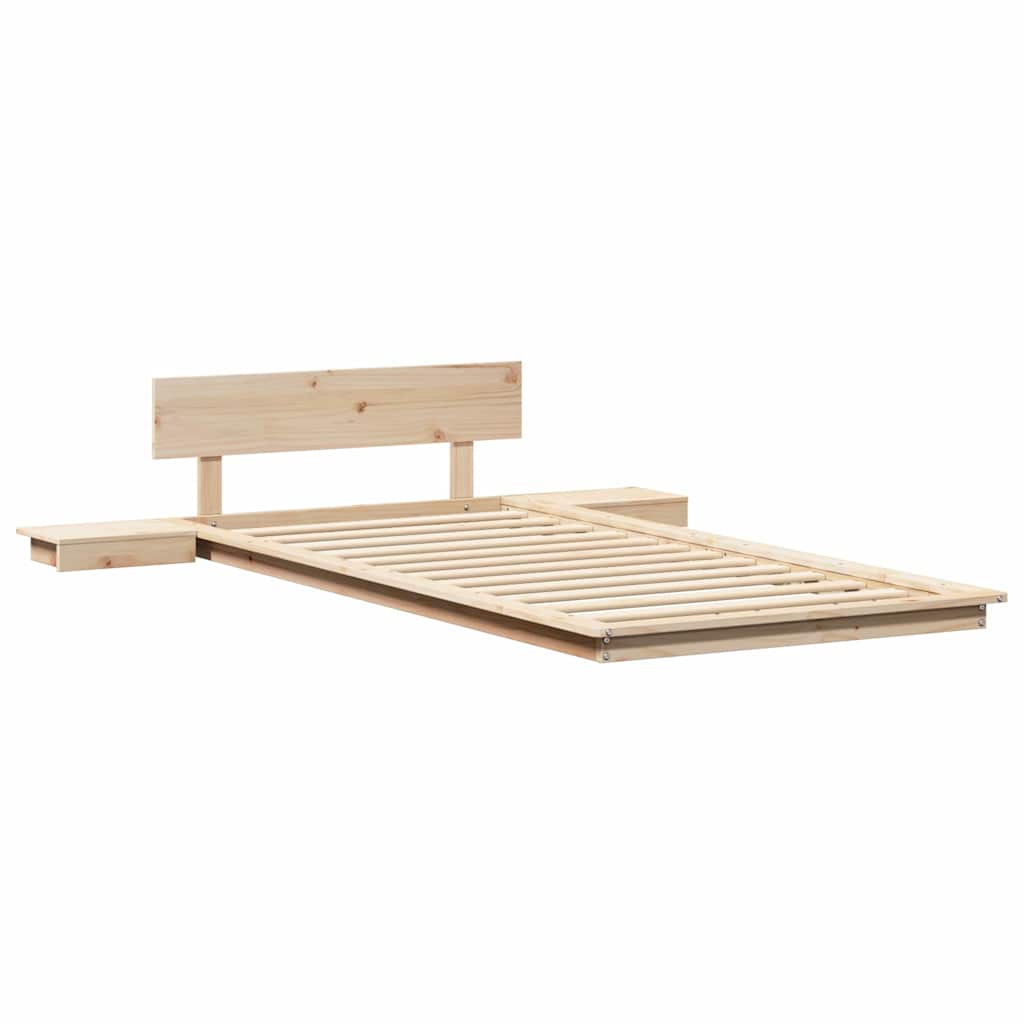 Bedframe met hoofdeinde met opslag Bruin 90 x 200 cm Hout is nu te koop bij PeponiXL, paradijselijk wonen!