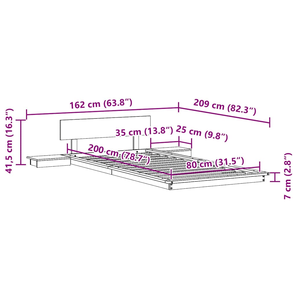 Bedframe Bruin 80 x 200 cm Hout is nu te koop bij PeponiXL, paradijselijk wonen!