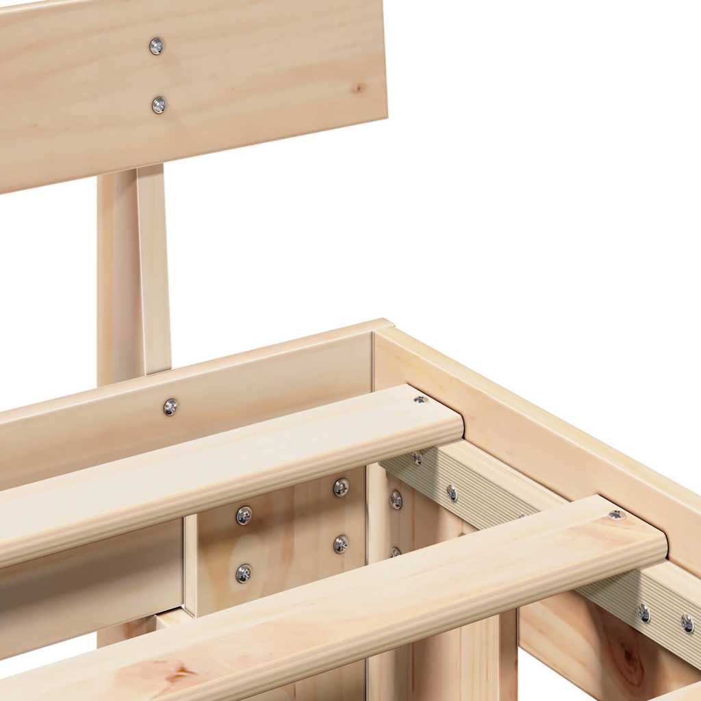 Bedframe met hoofdeinde Naturel 200 x 200 cm Massief grenenhout is nu te koop bij PeponiXL, paradijselijk wonen!