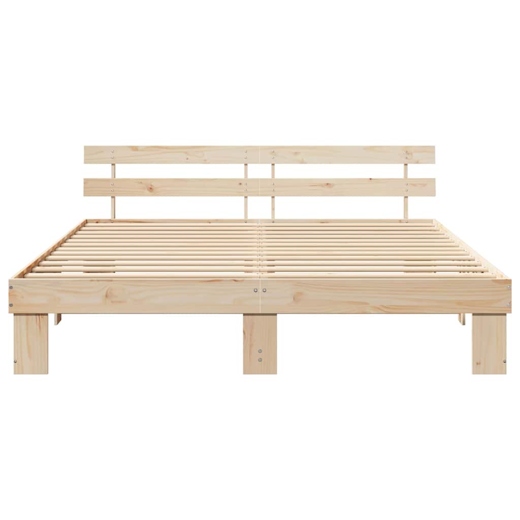 Bedframe met hoofdeinde Naturel 200 x 200 cm Massief grenenhout is nu te koop bij PeponiXL, paradijselijk wonen!