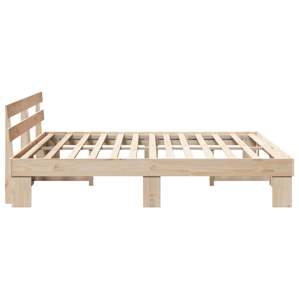 Bedframe met hoofdeinde Naturel 200 x 200 cm Massief grenenhout is nu te koop bij PeponiXL, paradijselijk wonen!